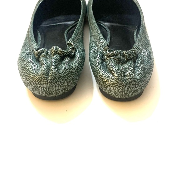 TORY BURCH Reva Flats Green Leather Ballet Flats Stingray Reptile Green - Picture 4 of 5